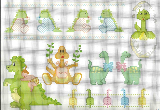 Baby dinosaurs cross stitch patterns