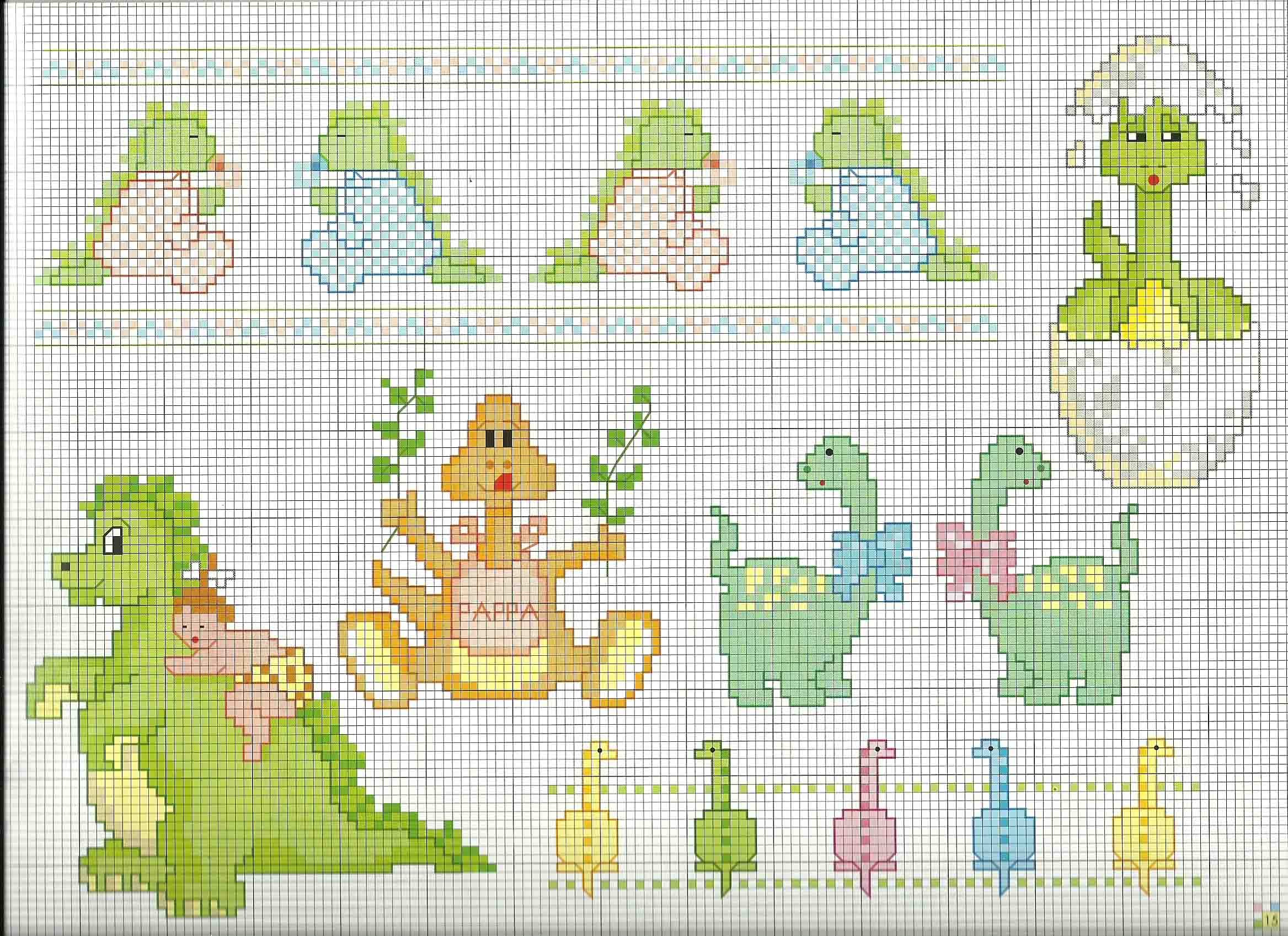 Baby dinosaurs cross stitch patterns - free cross stitch patterns crochet  knitting amigurumi