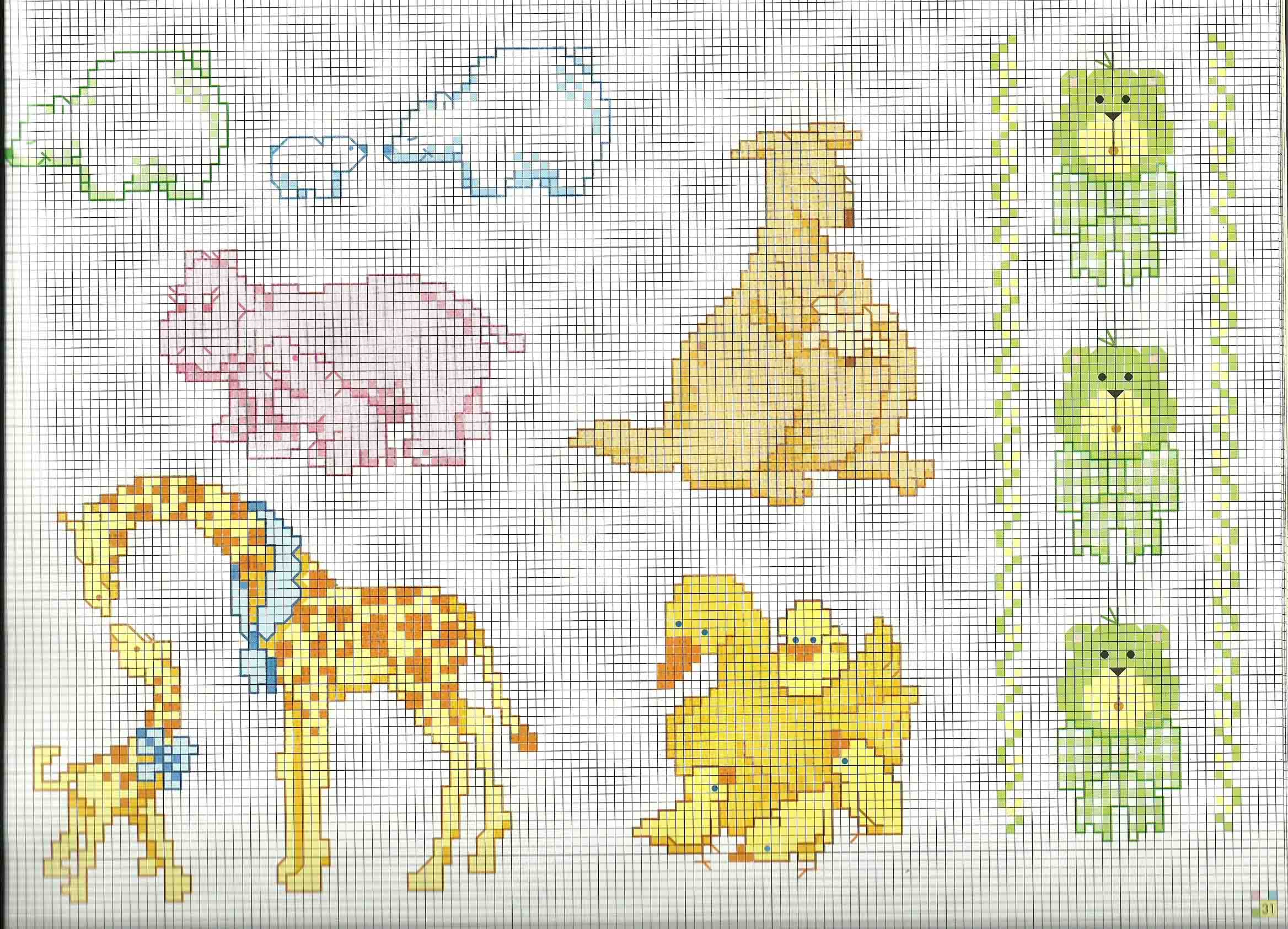 Baby kangaroo baby giraffe and baby hippo cross stitch patterns
