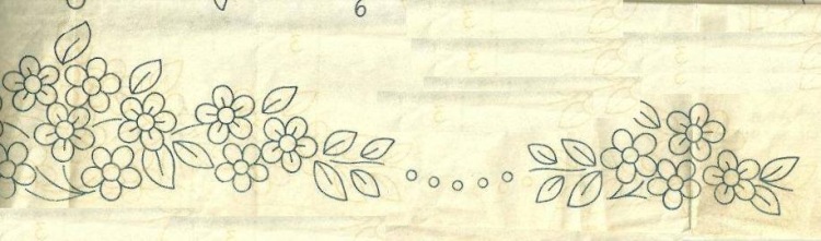 Baby sheet with flowers free hand embroidery pattern