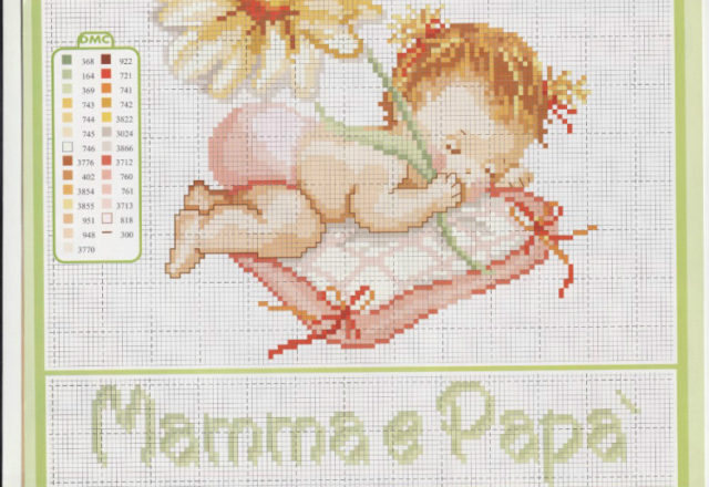 Baby sleeping free cross stitch baby blanket pattern (2)