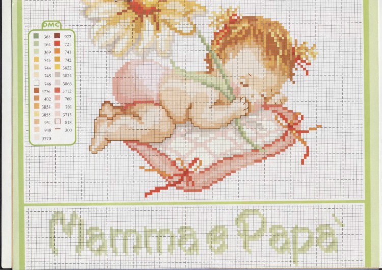 Baby sleeping free cross stitch baby blanket pattern (2)