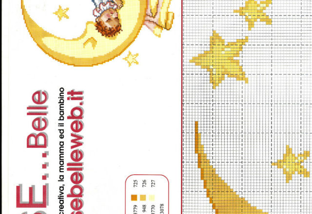 Baby sleeping on the Moon free cross stitch baby blanket pattern (1)