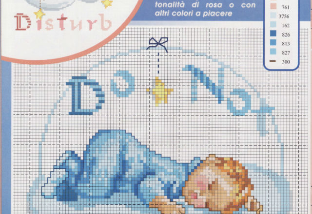 Baby sleeping on the cloud free cross stitch baby blanket pattern