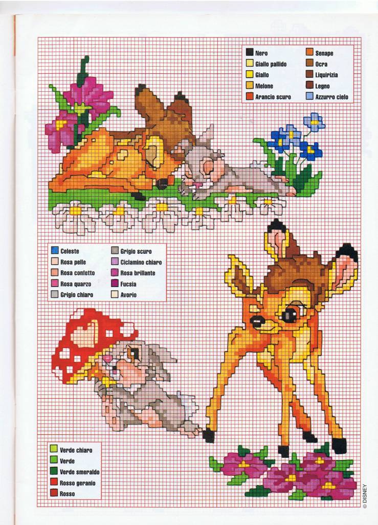 Bambi and the bunny cross stitch pattern
