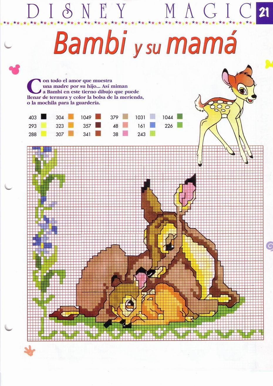 Bambi and the mother cross stitch pattern