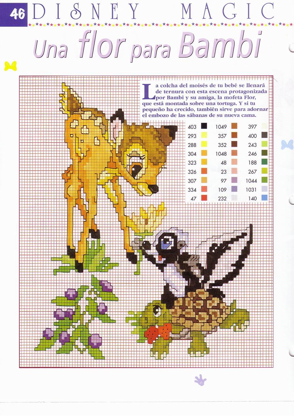 Bambi and the skunk cross stitch pattern