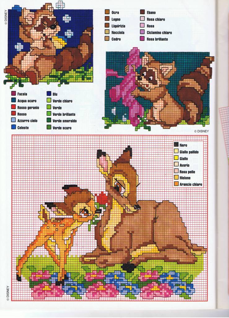 Bambi offers a rose to mother cross stitch pattern