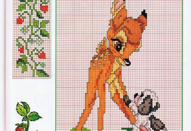 Bambi with a puppy dog cross stitch pattern