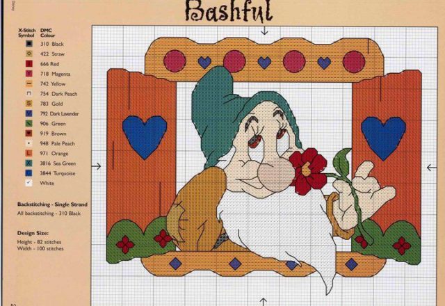 Bashful The Seven Dwarfs cross stitch pattern
