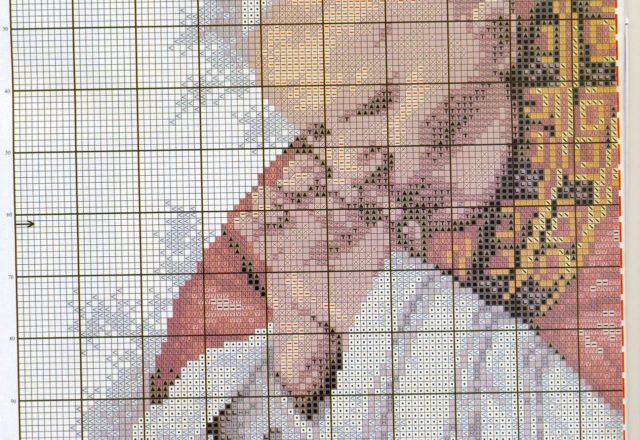 Beautiful Pope John Paul II cross stitch pattern (1)