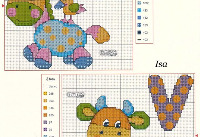 Beautiful cross stitch alphabet with small animals (13)