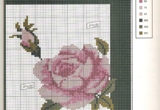 Beautiful pink rose cross stitch pattern (1)