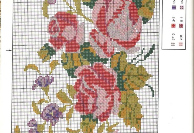 Big red rose cross stitch pattern
