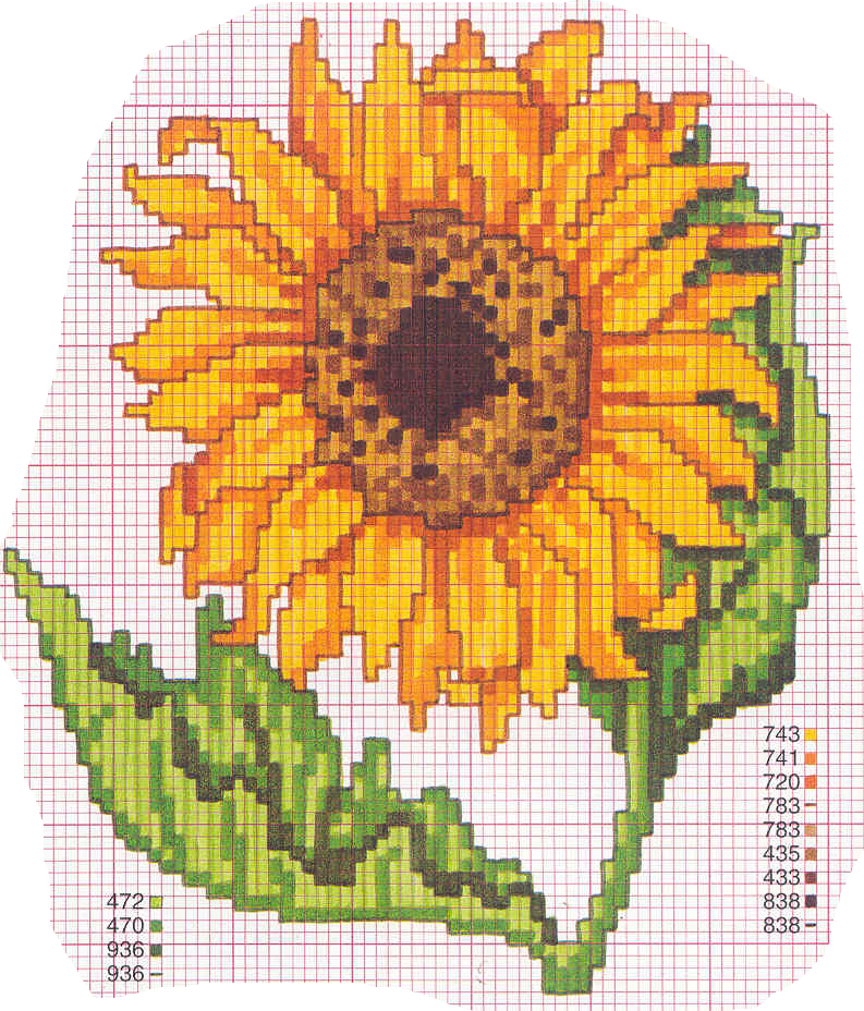 Big sunflower cross stitch pattern
