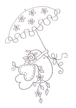 Bird with an umbrella free embroidery design