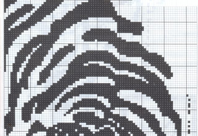 Black and white tiger cross stitch pattern (1)