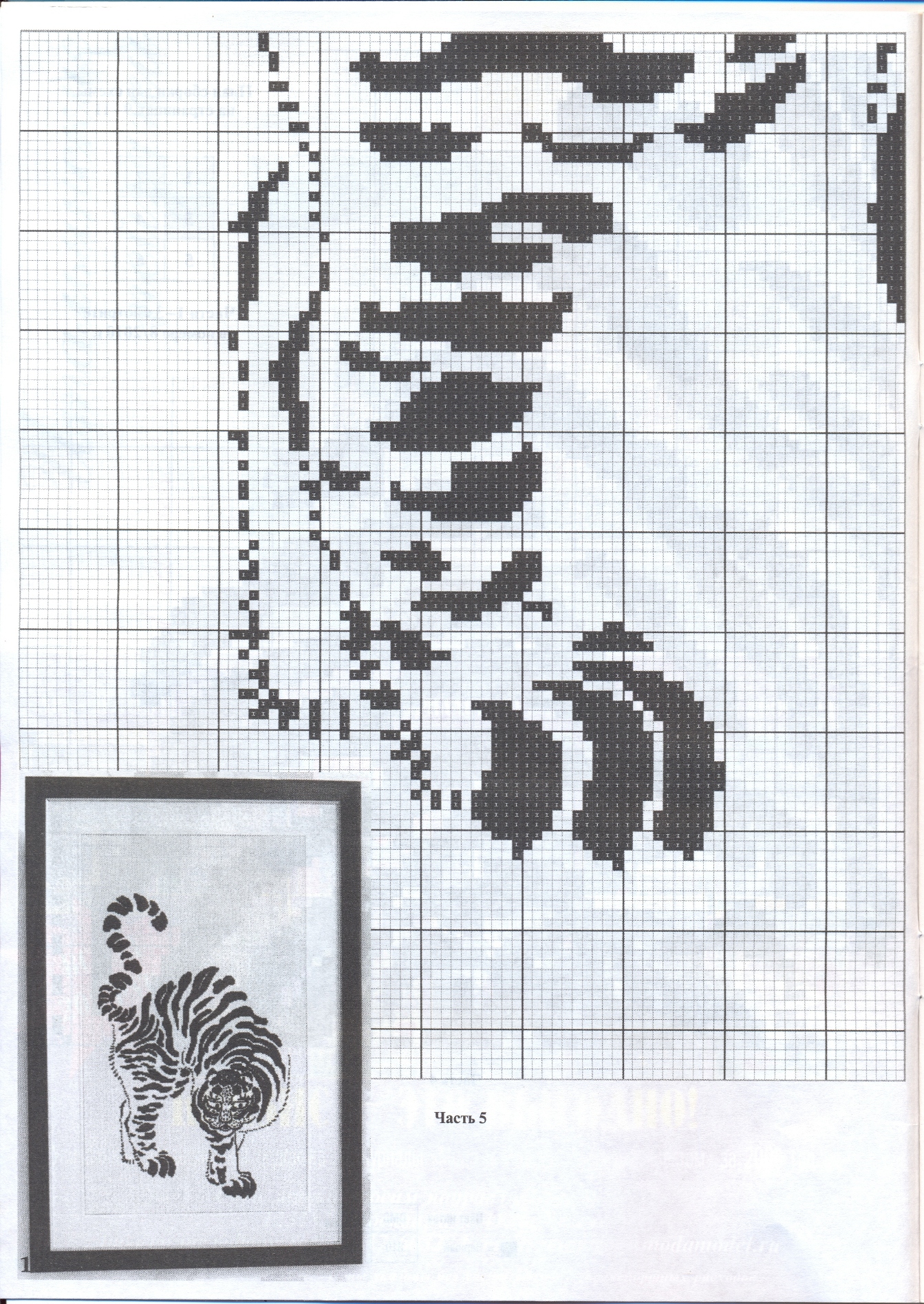 Black and white tiger cross stitch pattern (2)