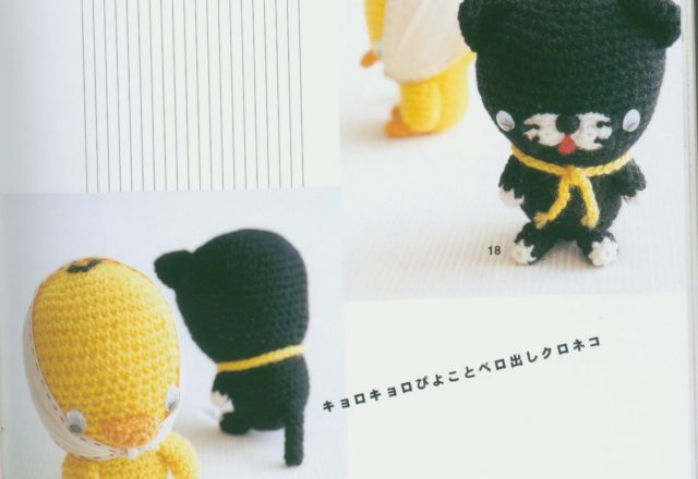 Black cat with yellow bow amigurumi pattern (1)