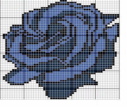 Blue rose cross stitch pattern