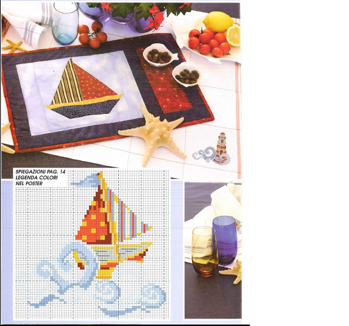 Boat cross stitch pattern