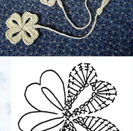 Bookmark four leaf clover crochet