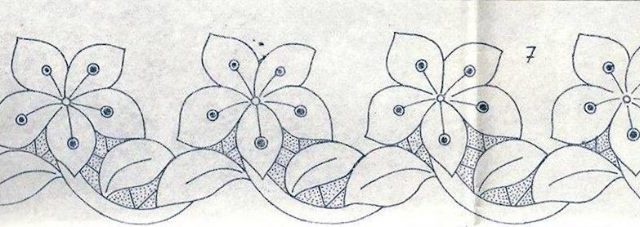 Border carving lilies Free hand embroidery pattern