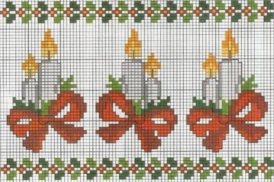 Border with Christmas candles cross stitch pattern