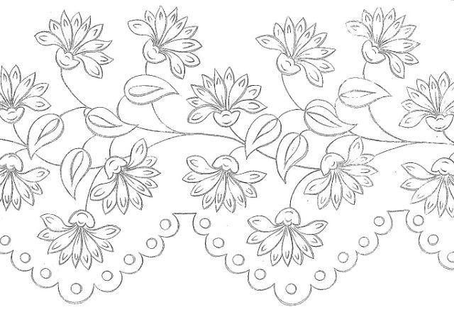 Border with flowers embroidery design
