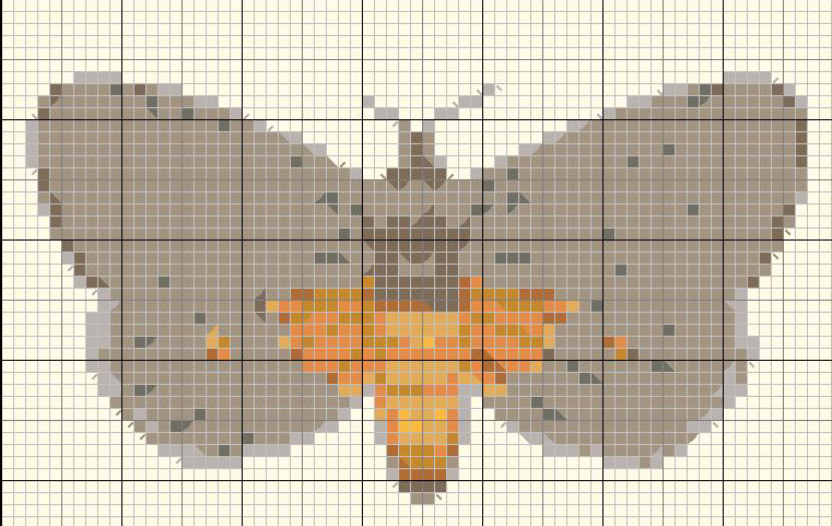 Brown and gray cross stitch butterfly