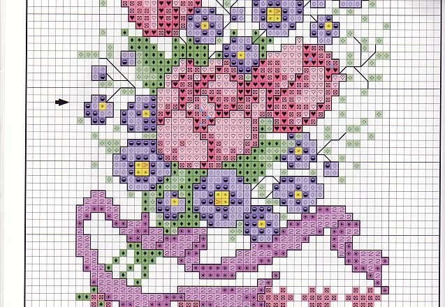 Bunch of pink tulips cross stitch pattern