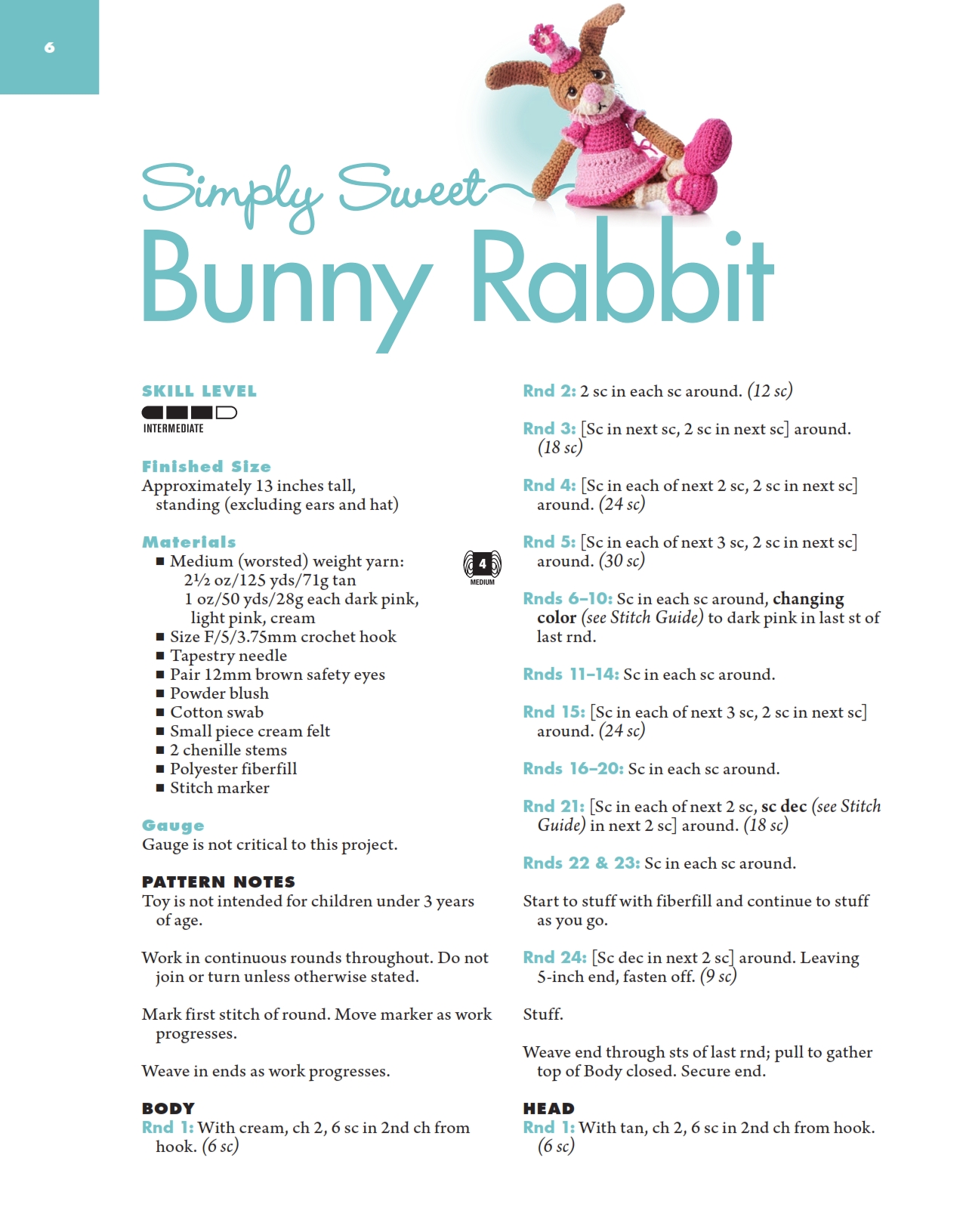 Bunny Rabbit with pink dress amigurumi pattern (1)