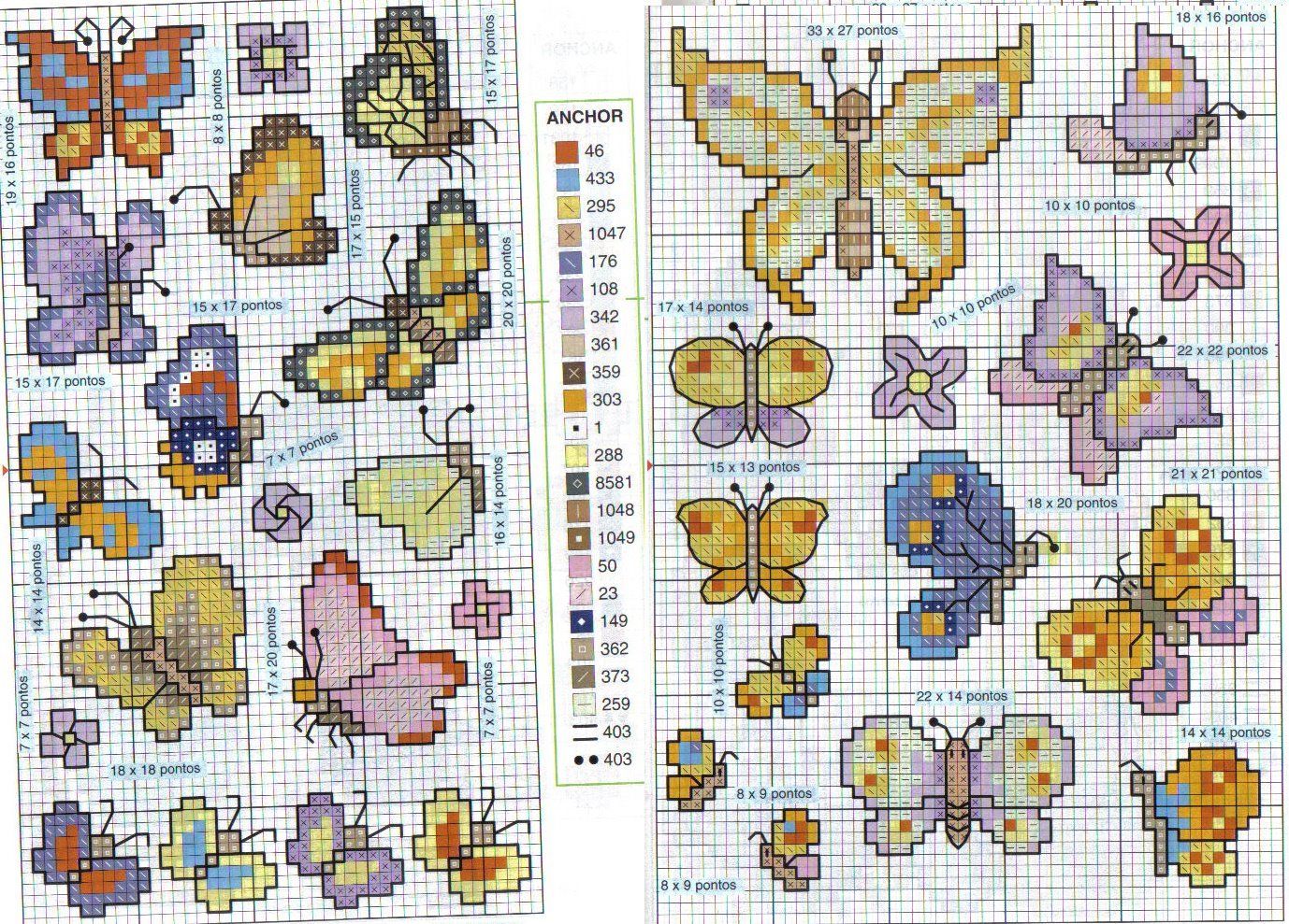 Butterflies small and simple cross stitch patterns