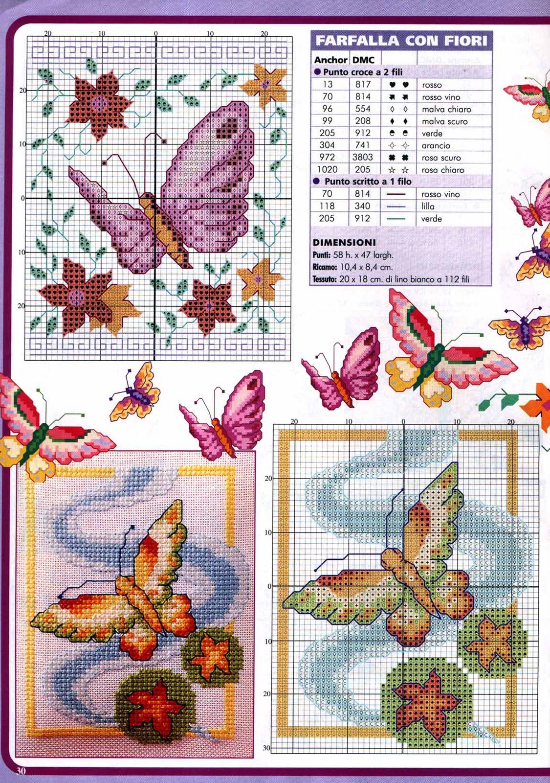 Butterfly with flowers cross stitch pattern