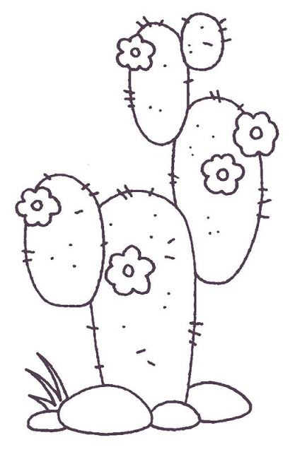 Cactus with small flowers free embroidery design