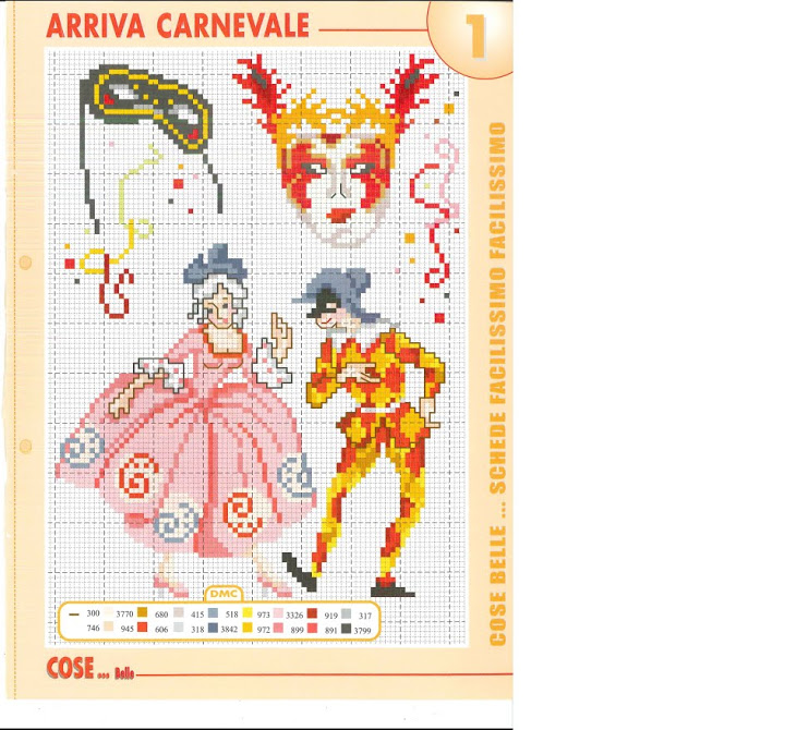 Carnival harlequin cross stitch pattern