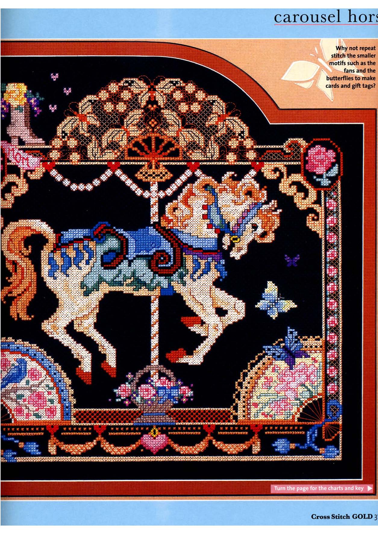 Carousel with horses cross stitch pattern (2)