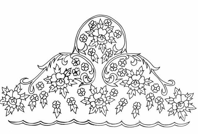 Center flowers free hand embroidery design
