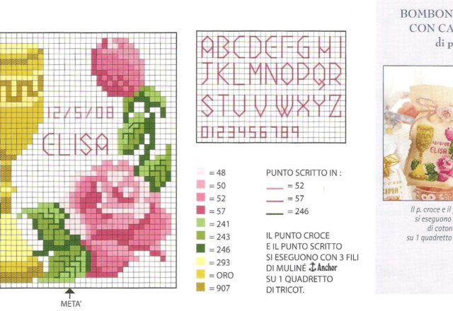 Chalice with rose cross stitch pattern