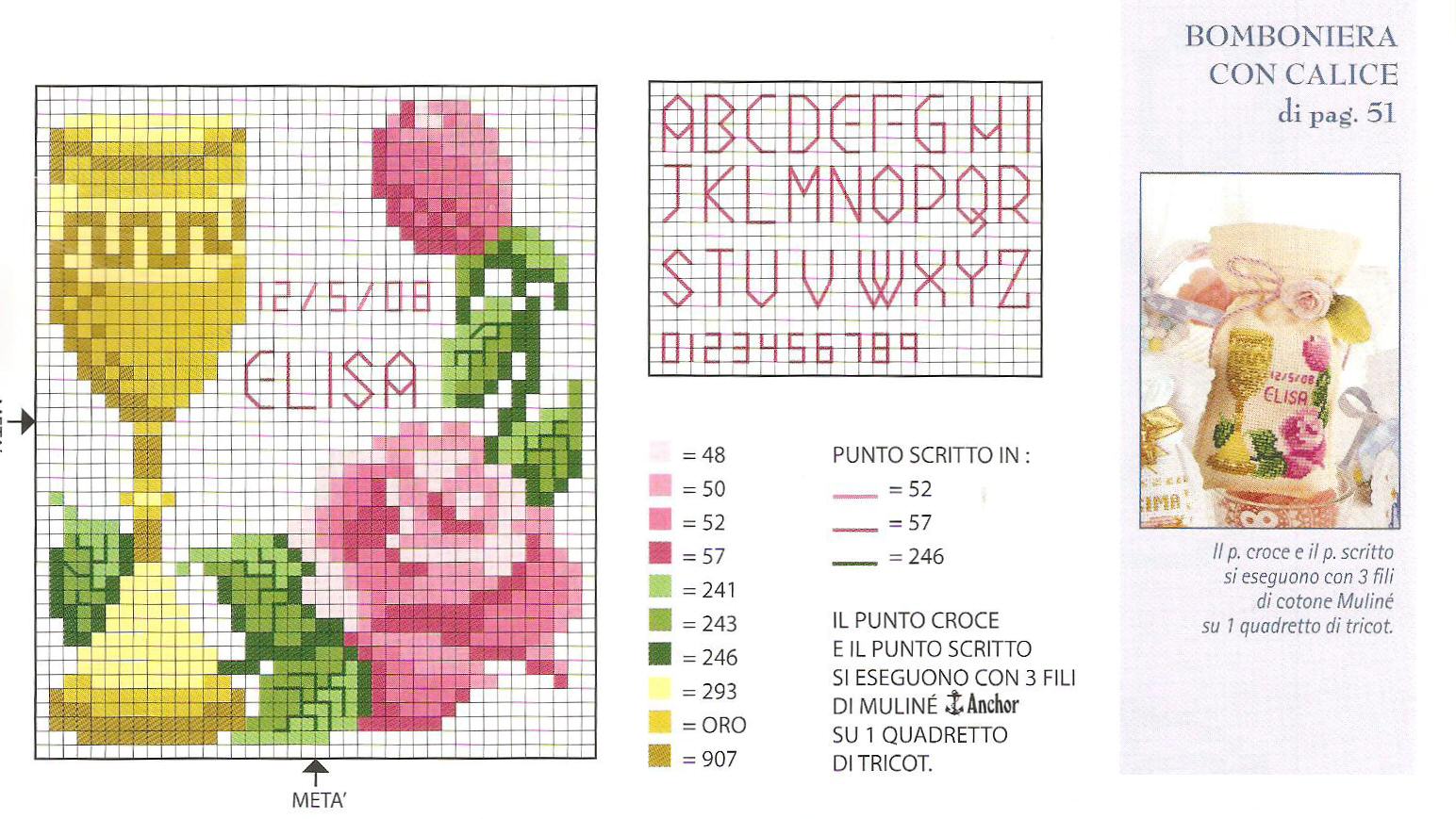 Chalice with rose cross stitch pattern