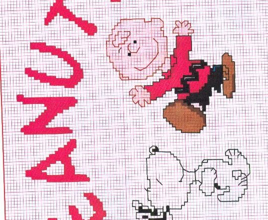 Charlie Brown with a red shirt cross stitch pattern