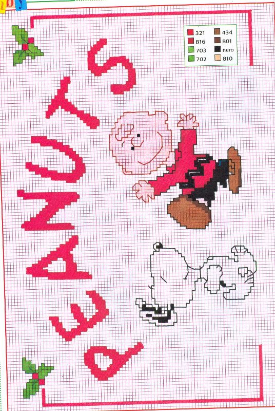 Charlie Brown with a red shirt cross stitch pattern