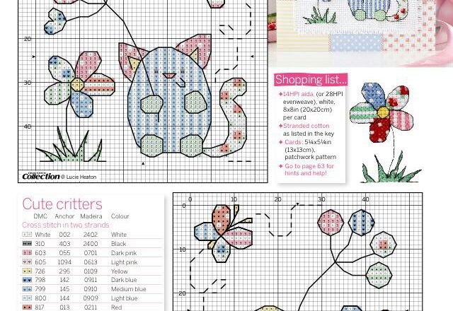 Chick and kitten with balloons free birth records cross stitch patterns