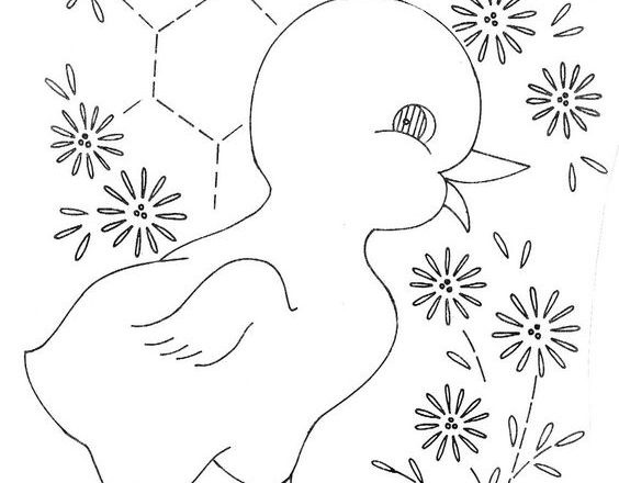 Chick free hand embroidery design