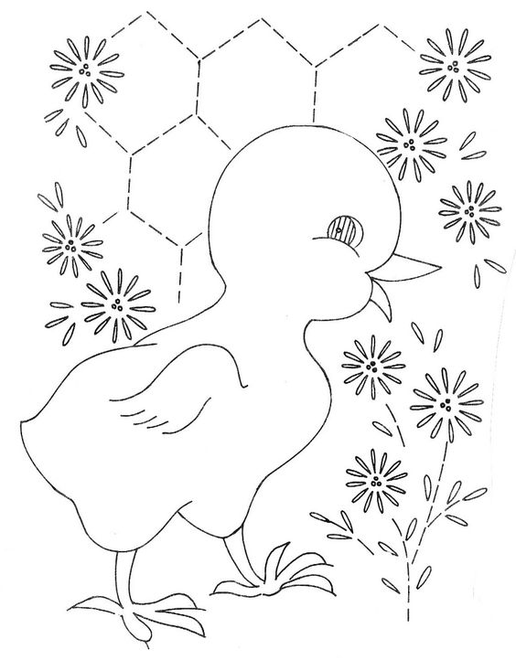Chick free hand embroidery design