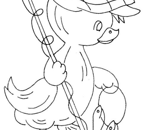 Chick with fishing pole free embroidery designs