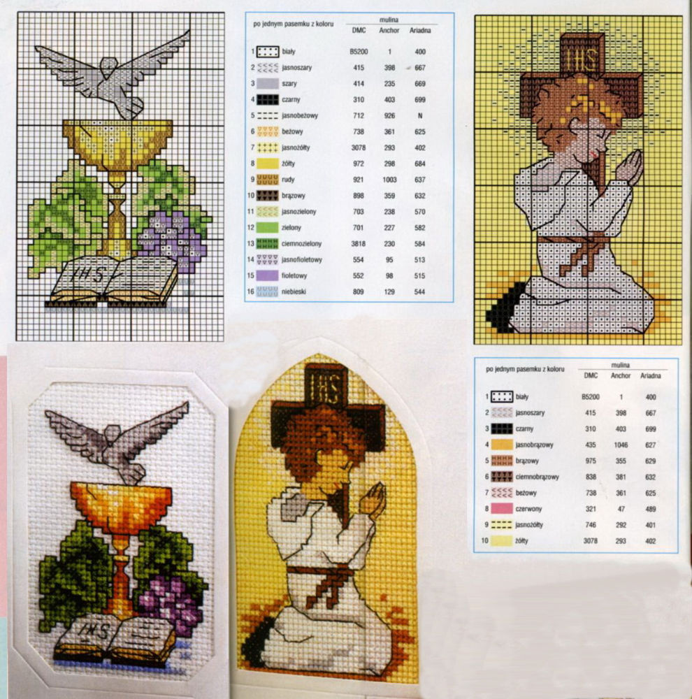 Child praying cross stitch pattern