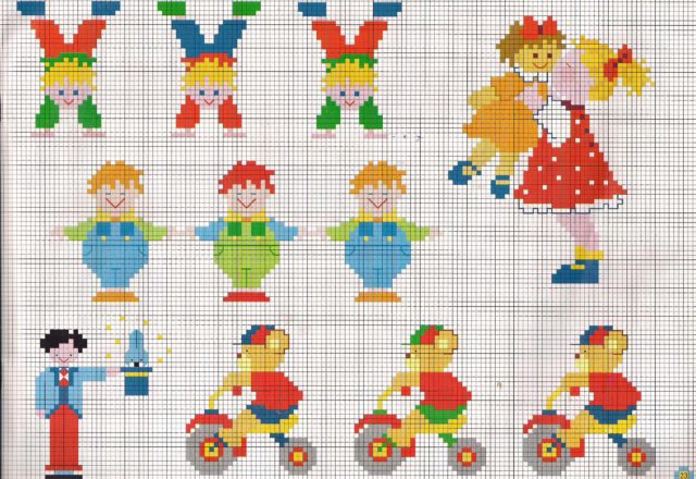 Children of the circus idea baby blanket cross stitch