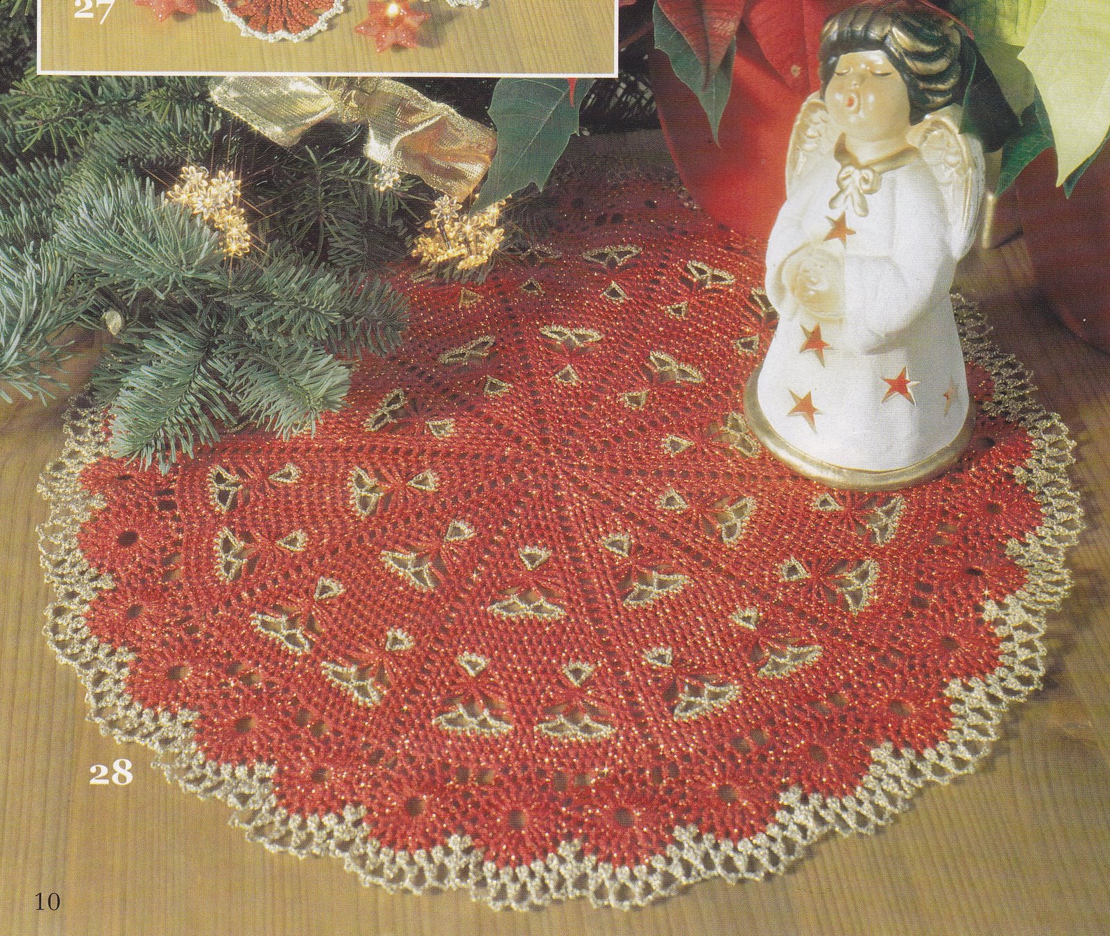 Chirstmas red crochet doily (1)