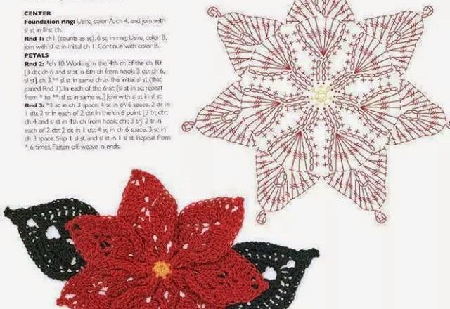 Christmas Star Poinsettia free crochet pattern